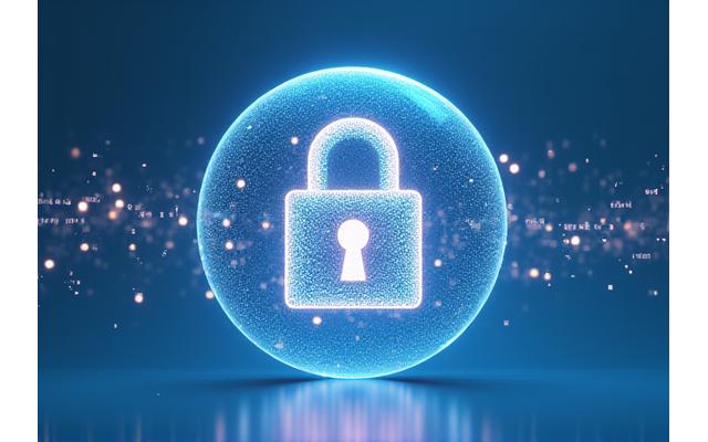 Un candado digital y un escudo, simbolizando la seguridad de los datos y la privacidad.