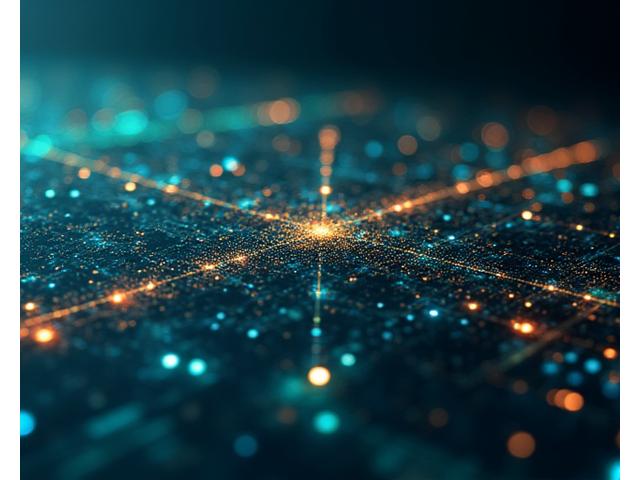Representación visual de un flujo de datos masivo, con nodos interconectados y graficos dinámicos, simbolizando una plataforma de big data procesando información financiera.